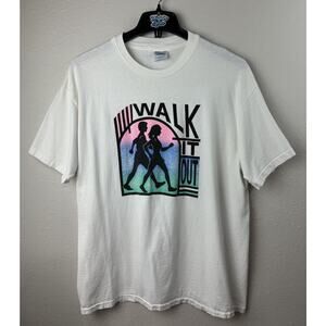 Vintage XL Walk It Out Walking Marathon Single Stitch White Shirt